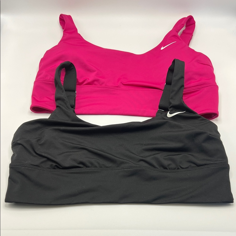 Nike TWO Women's Pink and Black Sports Workout Exercise Bra Duo Large